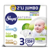 Sleepy Natural Bebek Bezi 3 Beden Midi 3X2'li Jumbo 204 Adet - 1