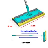Yüzey Yer Temizleme Emici 360 Derece Dönen Saplı Değiştirilebilir Mikrofiber Uzayabilen Yengeç Mop - 2