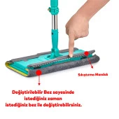 Yüzey Yer Temizleme Emici 360 Derece Dönen Saplı Değiştirilebilir Mikrofiber Uzayabilen Yengeç Mop - 4