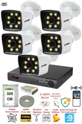 FURY 5 Kameralı 5mp Lens 1080p 2mp Color Görüntü 8 Warm Led Gece Görüş FullHd Güvenlik Kamera 5525W 320 thumbnail 1