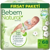 Bebem Bebek Bezi Natural Beden:2 (3-6Kg) Mini 68 Adet Fırsat Pk - 1