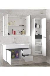 Viosen-ea Beyaz (80 35) 115 Cm Mdf-boy Dolaplı-seramik Lavabolu Banyo Dolabı Takımı--HAZIR KURULU - 2
