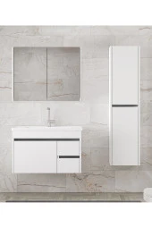 Viosen-ea Beyaz (80 35) 115 Cm Mdf-boy Dolaplı-seramik Lavabolu Banyo Dolabı Takımı--HAZIR KURULU - 3