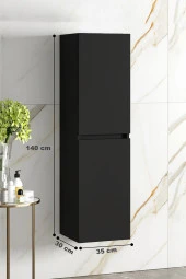 Alfa Banyo Viola Siyah 140 Cm MDF Banyo Boy Dolabı-HAZIR KURULU thumbnail 1