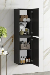 Alfa Banyo Viola Siyah 140 Cm MDF Banyo Boy Dolabı-HAZIR KURULU thumbnail 2
