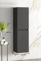 Alfa Banyo Viola Antrasit 140 Cm MDF Banyo Boy Dolabı-HAZIR KURULU thumbnail 1