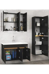 Viola3 S-Siyah 100+35 cm MDF-Aynalı Seramik Lavabolu Banyo Dolabı Takımı- HAZIR KURULU - 2