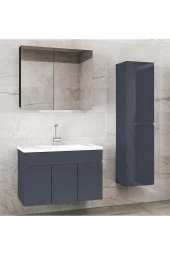 Alfa Banyo Viola3-Antrasit 80+35 cm MDF-Aynalı Seramik Lavabolu Banyo Dolabı Takımı--HAZIR KURULU-- - 3