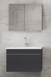 Alfa Banyo Viola3 Antrasit 80 cm MDF-Hazır kurulu-aynalı banyo dolabı-HAZIR KURULU - 3
