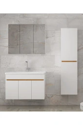 Alfa Banyo Viola3-S Beyaz 100+35 cm MDF-Aynalı Seramik Lavabolu Banyo Dolabı Takımı-HAZIR KURULU - 2