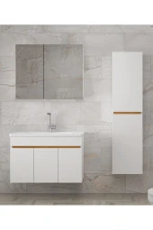 Alfa Banyo Viola3-S Beyaz 80+35 cm MDF-Aynalı Seramik Lavabolu Banyo Dolabı Takımı-HAZIR KURULU thumbnail 3