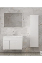Alfa Banyo Viola3-Beyaz 80+35 cm MDF-Aynalı Seramik Lavabolu Banyo Dolabı Takımı-HAZIR KURULU - 3