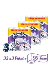 Familia Plus Parfümlü Tuvalet Kağıdı 96 Rulo (32 Rulo X 3 Paket) - 2