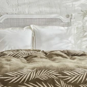 Karaca Home Leaf Çift Kişilik Pamuklu Battaniye Haki thumbnail 3