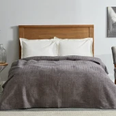 Karaca Home Sandra Çift Kişilik Balık Sırtı Desenli Pamuk Battaniye Gri thumbnail 1