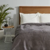 Karaca Home Sandra Çift Kişilik Balık Sırtı Desenli Pamuk Battaniye Gri thumbnail 2