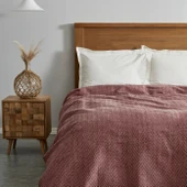 Karaca Home Sandra Çift Kişilik Balık Sırtı Desenli Pamuk Battaniye Bordo thumbnail 2