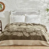 Karaca Home Leaf Çift Kişilik Pamuklu Battaniye Haki thumbnail 1