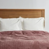 Karaca Home Sandra Çift Kişilik Balık Sırtı Desenli Pamuk Battaniye Bordo thumbnail 3