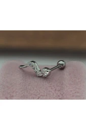 Paslanmaz Kararmaz Cerrahi Çelik Yılan Tragus, Kıkırdak, Helix 8mm Piercing (İKİ TARAFLI AÇILABİLİR) - 3