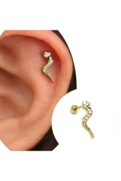 Paslanmaz Kararmaz Cerrahi Çelik Yılan Tragus, Kıkırdak, Helix 8mm Piercing (İKİ TARAFLI AÇILABİLİR) - 5