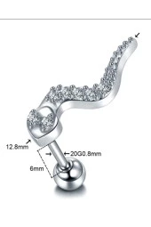 Paslanmaz Kararmaz Cerrahi Çelik Yılan Tragus, Kıkırdak, Helix 8mm Piercing (İKİ TARAFLI AÇILABİLİR) - 8