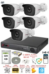 FURY 5 Kameralı 5mp 3.6mm Lens 2mp Görüntü 36 Led Gece Görüşlü FullHd Güvenlik Kamerası 2236 320GB - 2