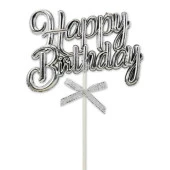 Pasta Üstü Happy Bırthday Krom Gümüş thumbnail 1