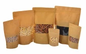 Doypack Pencereli Kraft Delikli Kilitli Kese Kağıdı - Orta Boy - 16x27x8 Cm. - 20 Adetlik 1 Paket - 3