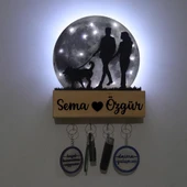 Veraart Işıklı Pleksi Dolunay Kişiselleştirilebilir Biblo Silvia Köpek Gezdiren Çift Anahtar Askılığı - 9