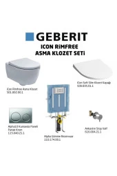 Geberit Asma Klozet Seti İcon Rimfree Alpha10 Soft Slim - Parlak Krom - 1