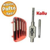 Klavuz Pafta Takımı 5 li Seti Hainz Köln Ahşap Metal Yüzey Vida İç Diş Açma Çıkarma Kollu Set - 1