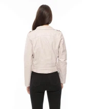 Morden Dar Kesim Deri Ceket - Krem - 1