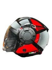 Sway Xbyc 766 Geko Güneş Gözlüklü Yarım Motosiklet Kaskı M Beden Siyah Kırmızı thumbnail 1