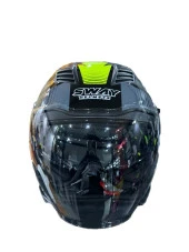 Sway Xbyc 766 Geko Güneş Gözlüklü Yarım Motosiklet Kaskı L Beden Siyah Sarı - 3