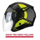 Sway Xbyc 766 Geko Güneş Gözlüklü Yarım Motosiklet Kaskı L Beden Siyah Sarı - 4
