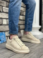 BA0547 BOA Kalın Yüksek Krem Taban Krem Süet Bağcıklı Spor Erkek Ayakkabı thumbnail 1