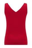 Peraluna RUBY TOP V Yaka İnce Askılı Yazlık Kadın Triko Atlet - Kırmızı thumbnail 8