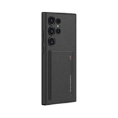 Vendas Samsung Galaxy S24 Ultra Suni Deri Arka Yüzey Sürgülü Kamera Korumalı Zore Kartlıklı Kıpta Silikon Kapak - 4