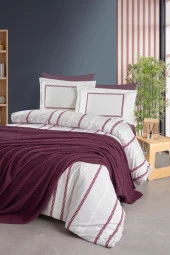 FONTANA ÇİFT KİŞİLİK YATAK ÖRTÜLÜ NEVRESİM TAKIMI MÜRDÜM thumbnail 1