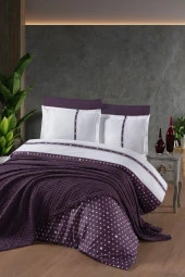 BARROS ÇİFT KİŞİLİK YATAK ÖRTÜLÜ NEVRESİM TAKIMI MÜRDÜM thumbnail 1