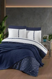 BARROS ÇİFT KİŞİLİK YATAK ÖRTÜLÜ NEVRESİM TAKIMI LACİVERT thumbnail 1