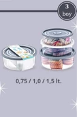 Flora 3lü Yuvarlak Erzak Saklama Kabı Modüler Erzak Muhafaza Kutusu 3 lü Set (750ml,1000ml,1500ml) thumbnail 1