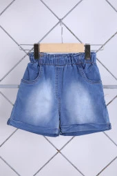 Babyhola 2-5 Yaş Kolyeli Bluz Kot Şort Yazlık Şık Kız Çocuk Bayramlık Takım 10081 thumbnail 2