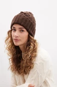 Peraluna TWINKLE BEANIE Saç Örgü Kadın Triko Bere - Kahve - 1