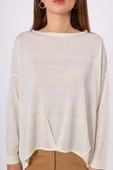 Peraluna MEADOW BLOUSE Ön ve Arka Pile Detaylı Salaş Kadın Triko Bluz - Ekru - 3