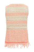 Peraluna KIYO BLOUSE Püskül Detaylı Kolsuz Yazlık Kadın Triko Bluz - Bej/Neon Turuncu - 10
