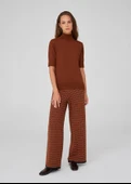 Peraluna BETTY BLOUSE Balıkçı Yaka Kısa Kollu İnce Basic Kadın Triko Bluz - Kahve - 6
