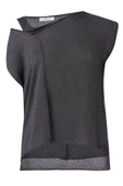 Peraluna MAGENTA BLOUSE Düşük Kol Bluz - Antrasit Melanj - 7