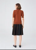 Peraluna BETTY BLOUSE Balıkçı Yaka Kısa Kollu İnce Basic Kadın Triko Bluz - Kahve - 5